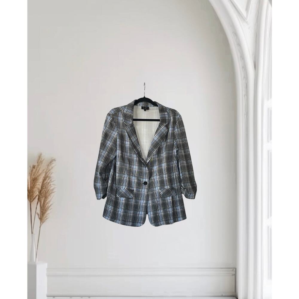 LC by Laura Cruz Plaid Blazer Cardigan XL